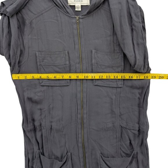 Caslon Utility Jacket Womens Dark Grey Full Zip Hooded Lightweight Pockets Sz XS - Picture 7 of 9